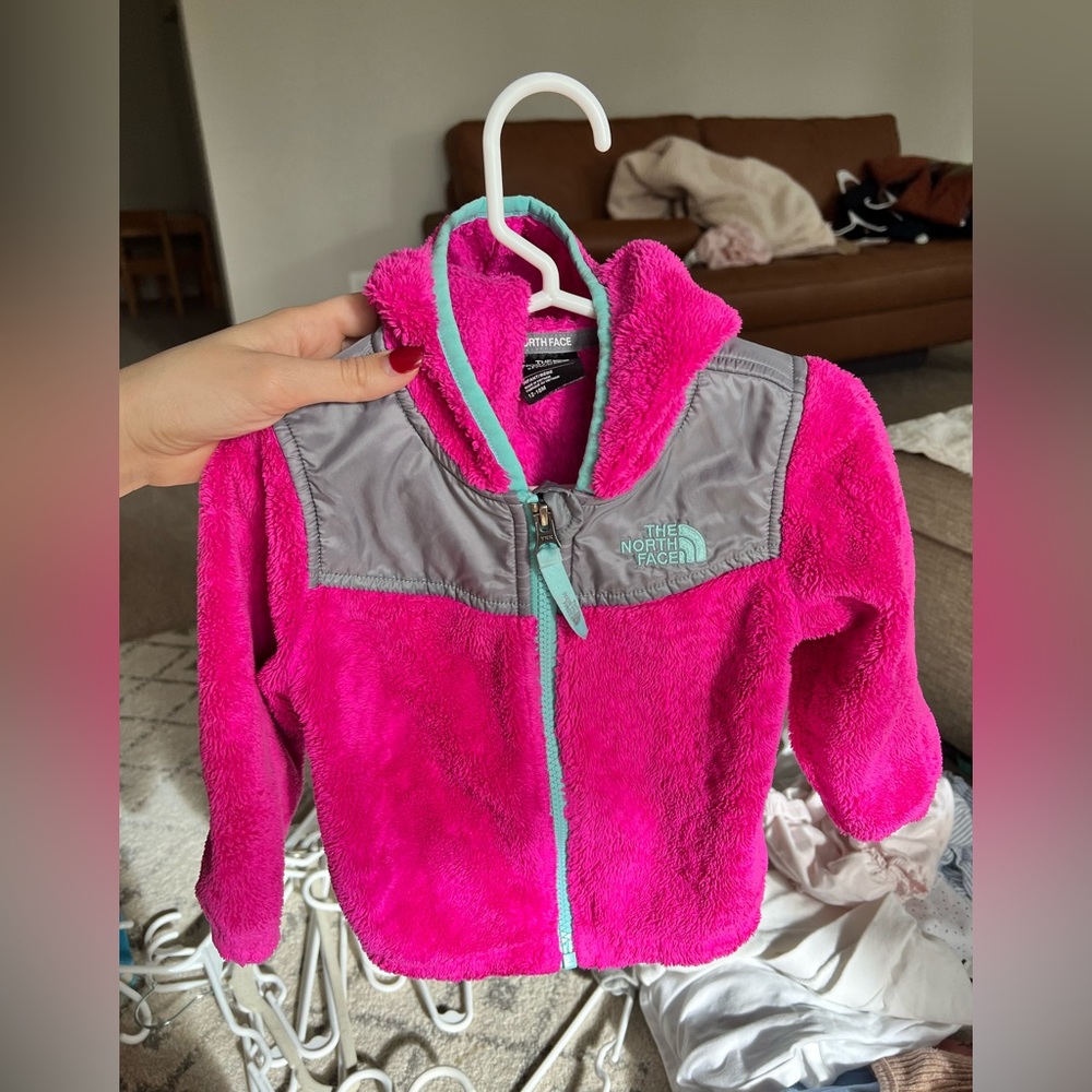 Pink north face 12-18 months girls jacket sweater